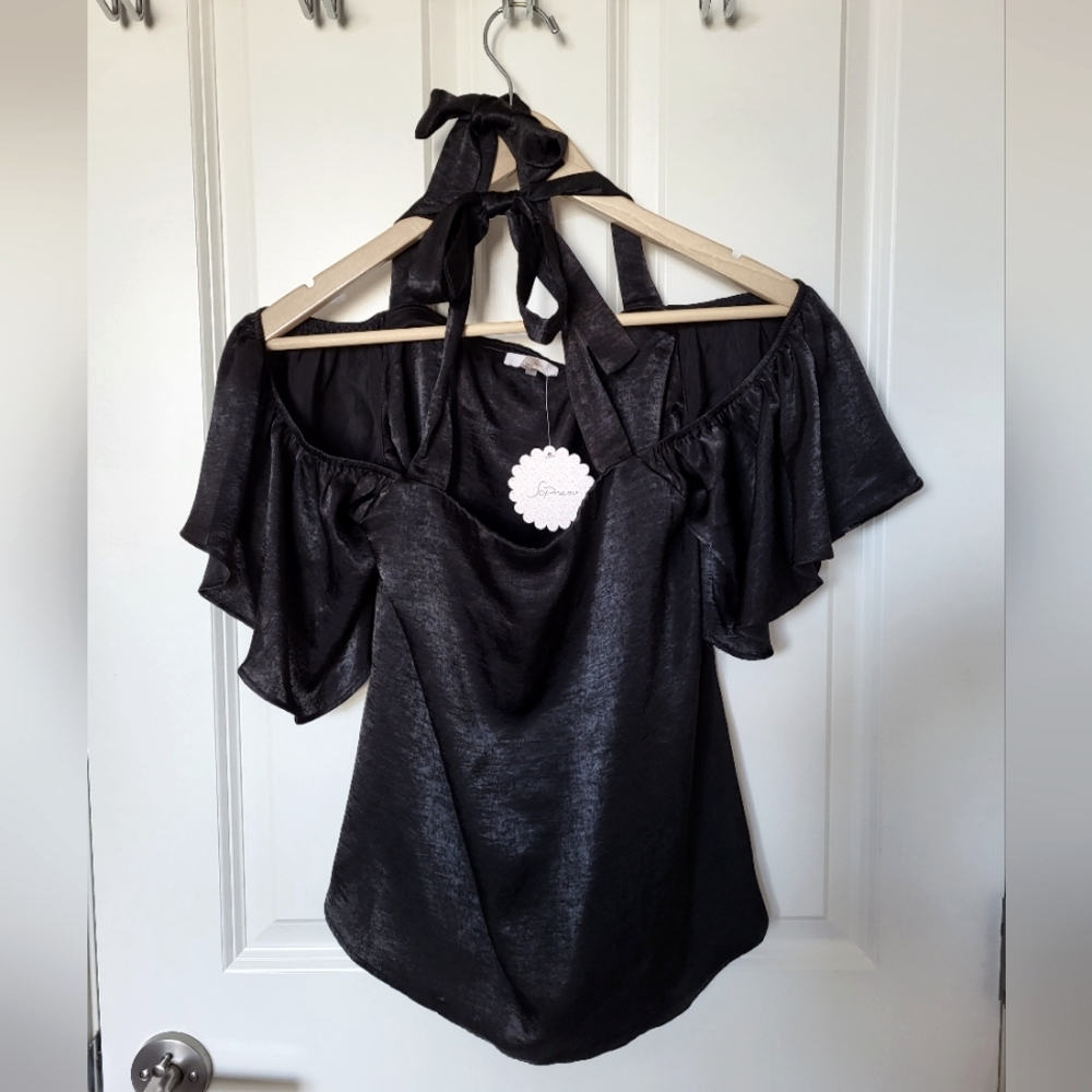 Brand new with tags size XS satin double bow tie neck top